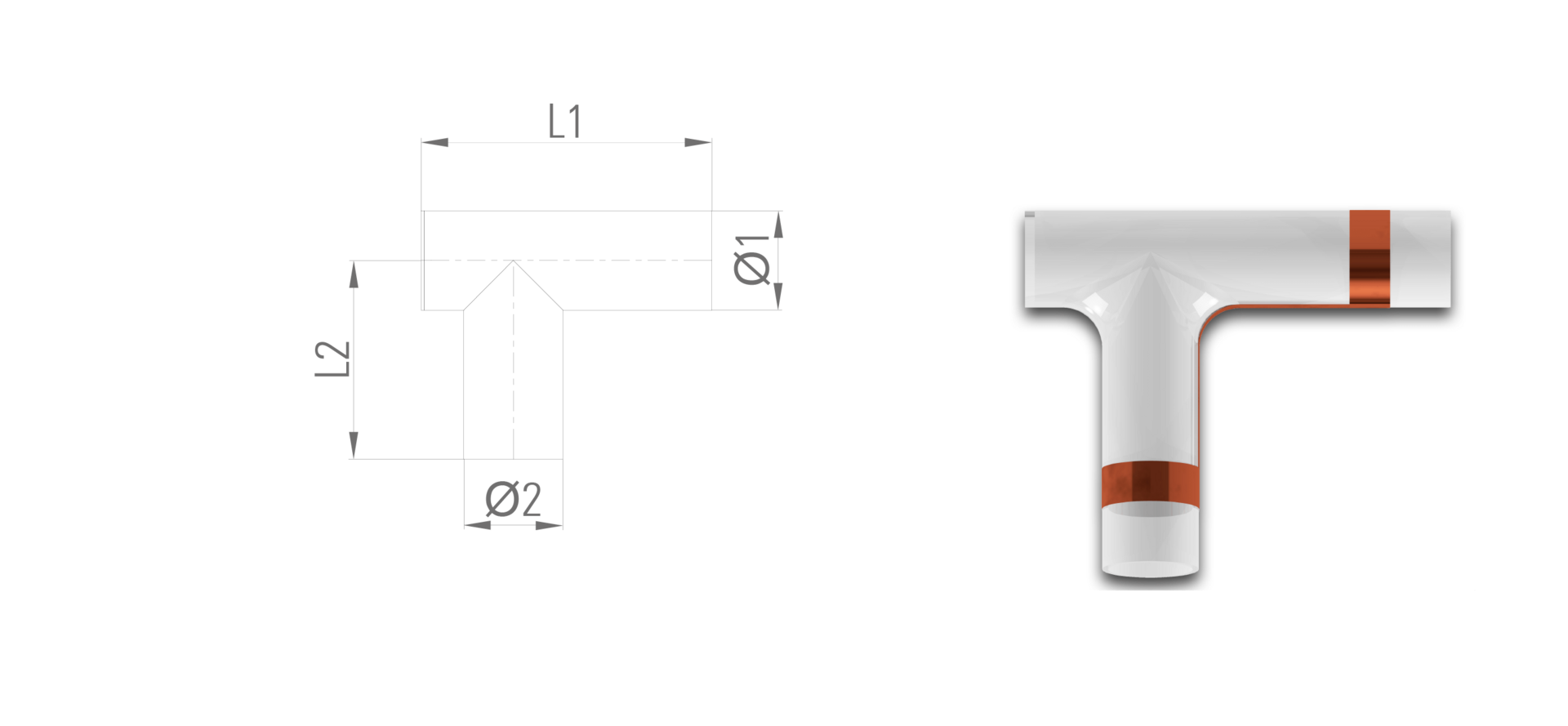 T-Stück (einseitig geschlossen) Glas
