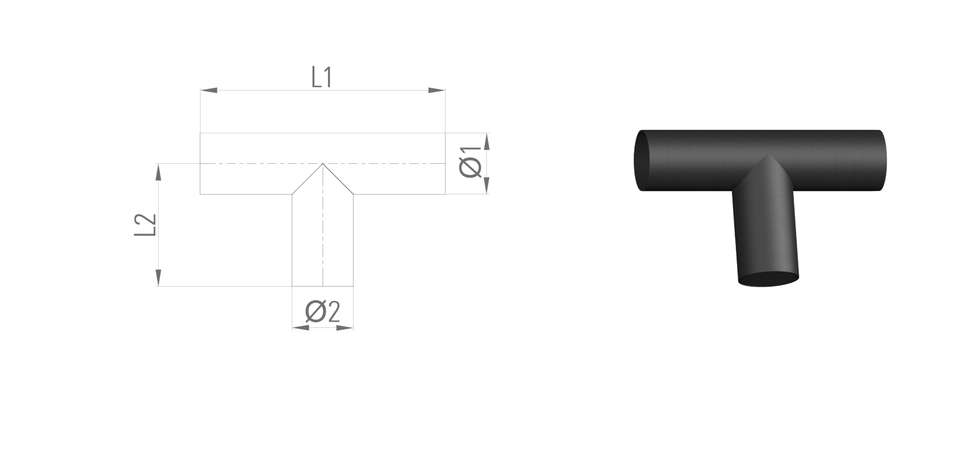T-Stück Edelstahl gehärtet