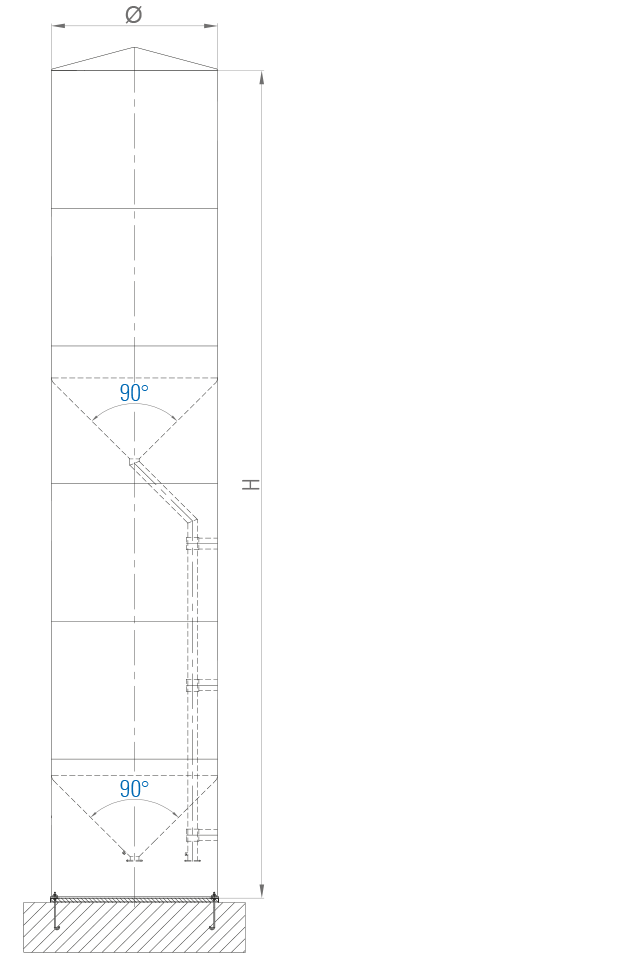 Doppelkammersilo 90°