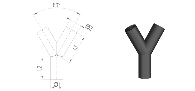 Y-Stück Edelstahl gehärtet