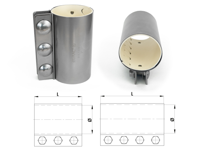 Rohrverbinder (HL) Edelstahl weiß