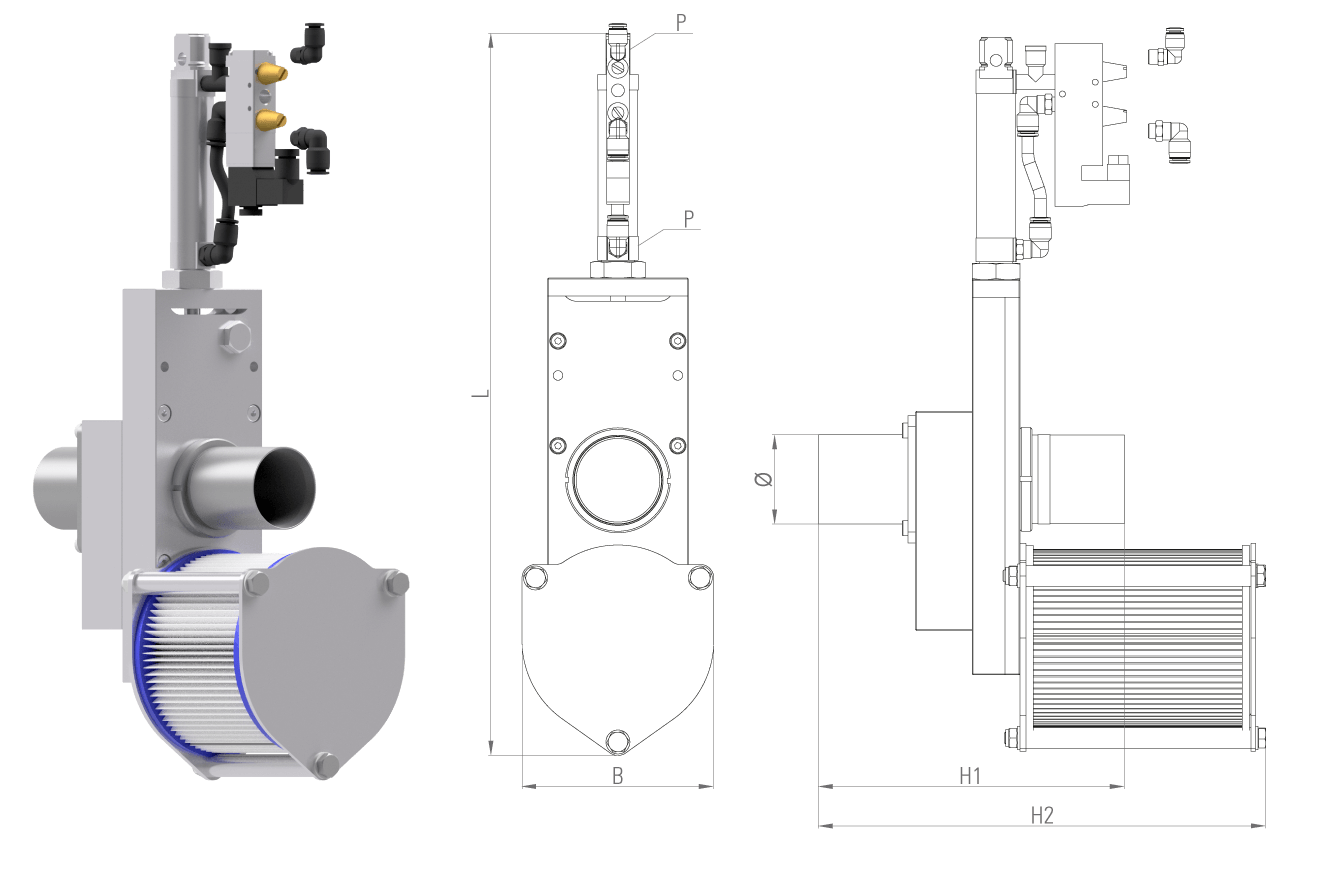 Schieber stromlos geöffnet / Bypass geschlossen