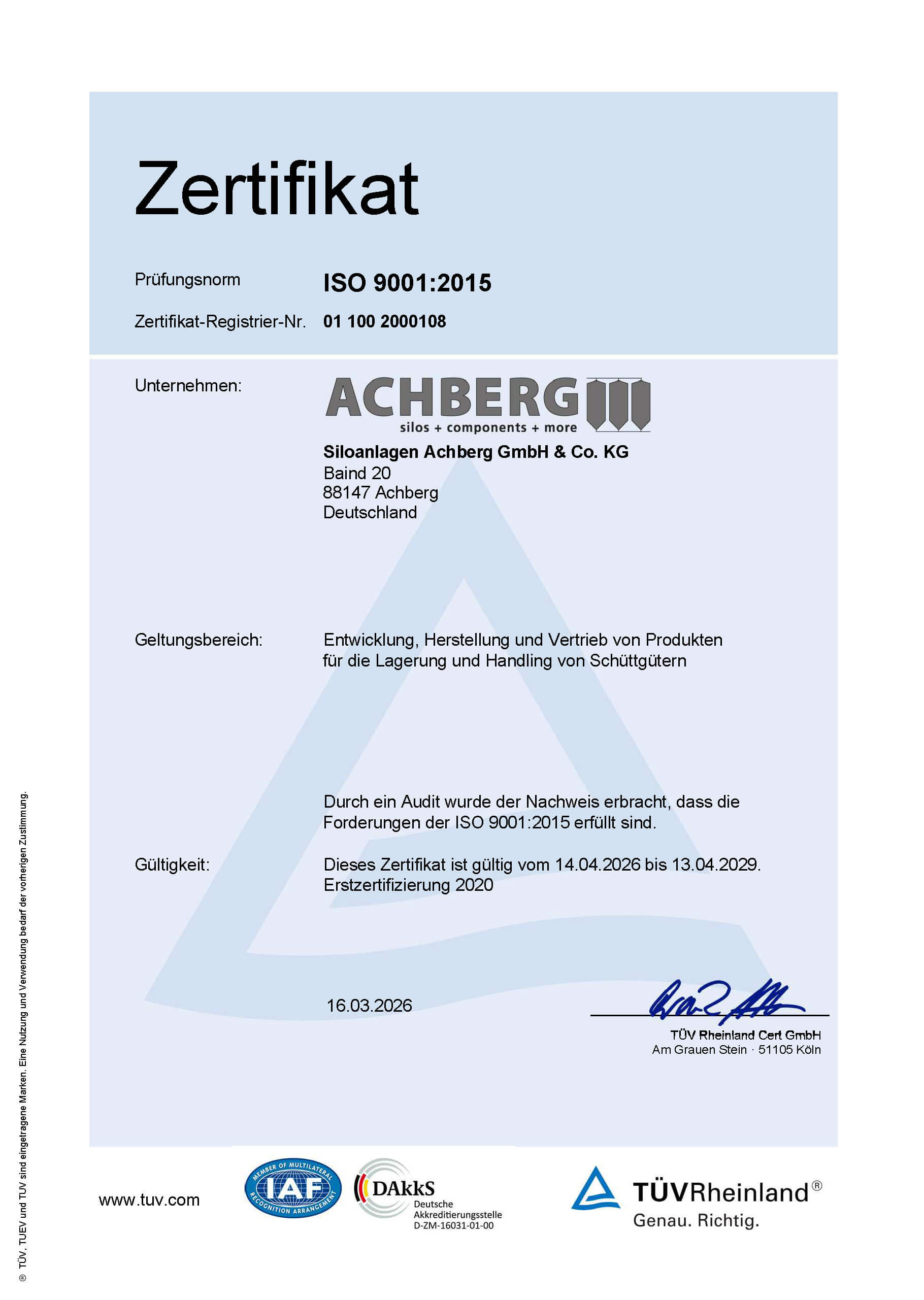 Zertifikat Qualitätsmanagement